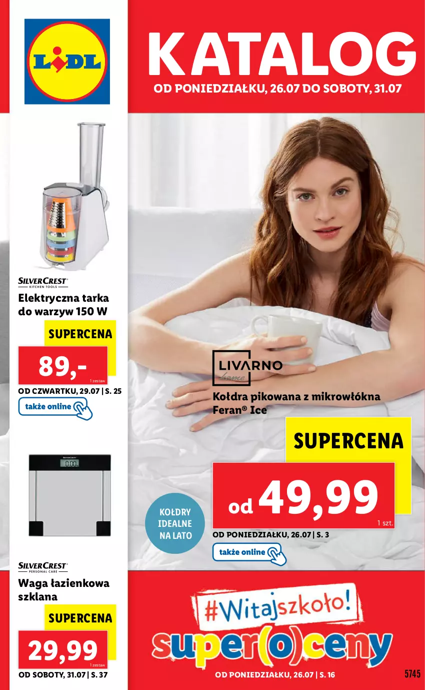 Gazetka promocyjna Lidl - GAZETKA - ważna 26.07 do 31.07.2021 - strona 1 - produkty: Kołdra, LANA, Tarka, Waga, Waga łazienkowa