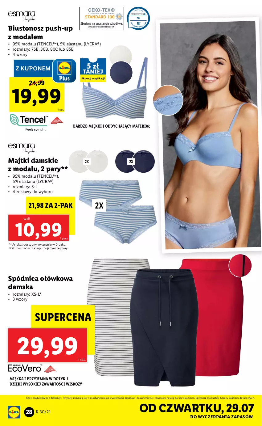 Gazetka promocyjna Lidl - GAZETKA - ważna 26.07 do 31.07.2021 - strona 28 - produkty: Biustonosz, Majtki, Moda, Sok, Spódnica