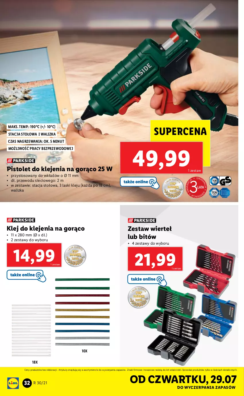 Gazetka promocyjna Lidl - GAZETKA - ważna 26.07 do 31.07.2021 - strona 32 - produkty: Klej, Pistolet, Walizka, Zestaw wierteł