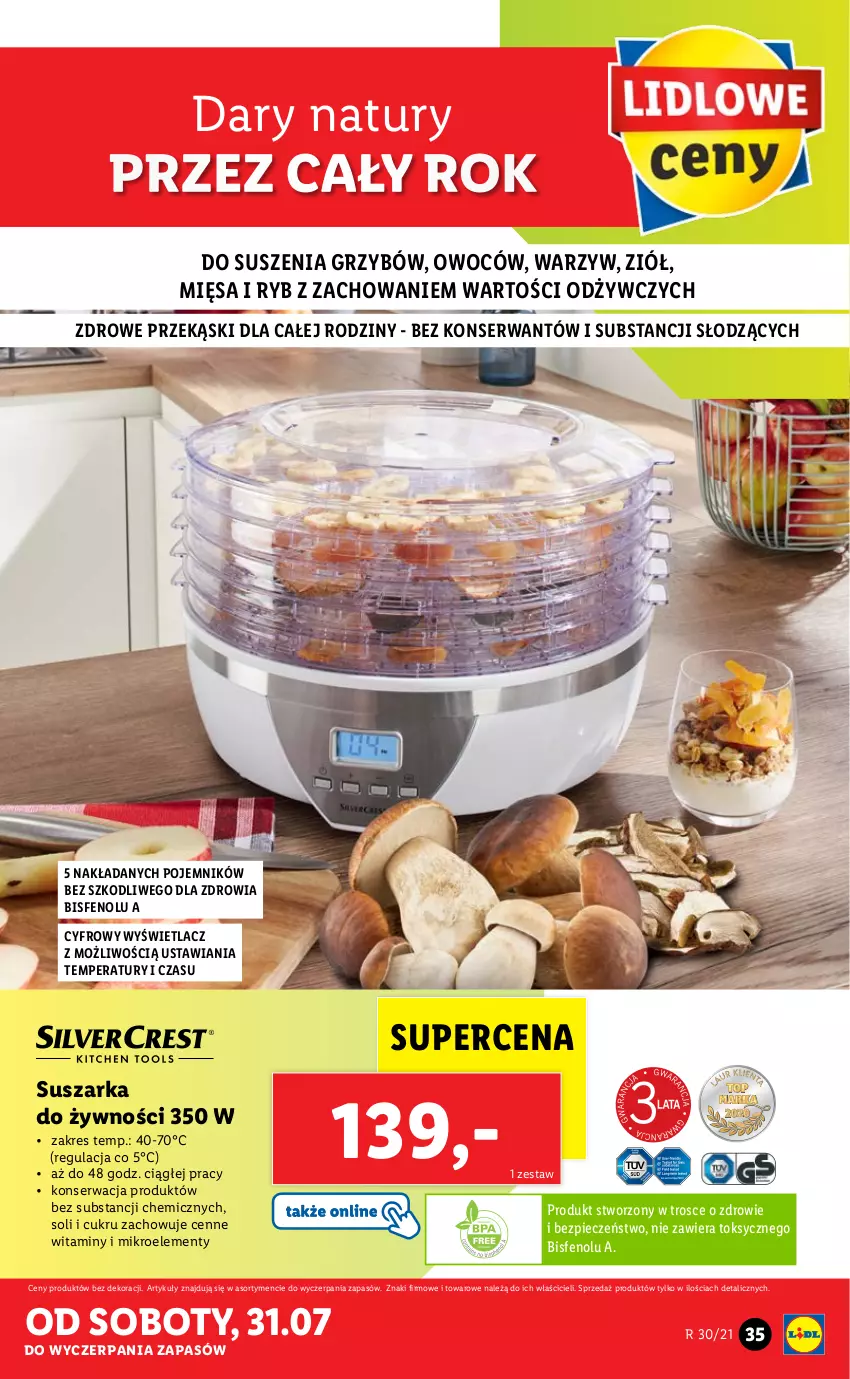 Gazetka promocyjna Lidl - GAZETKA - ważna 26.07 do 31.07.2021 - strona 35 - produkty: Piec, Pojemnik, Ser, Suszarka, Zdrowie