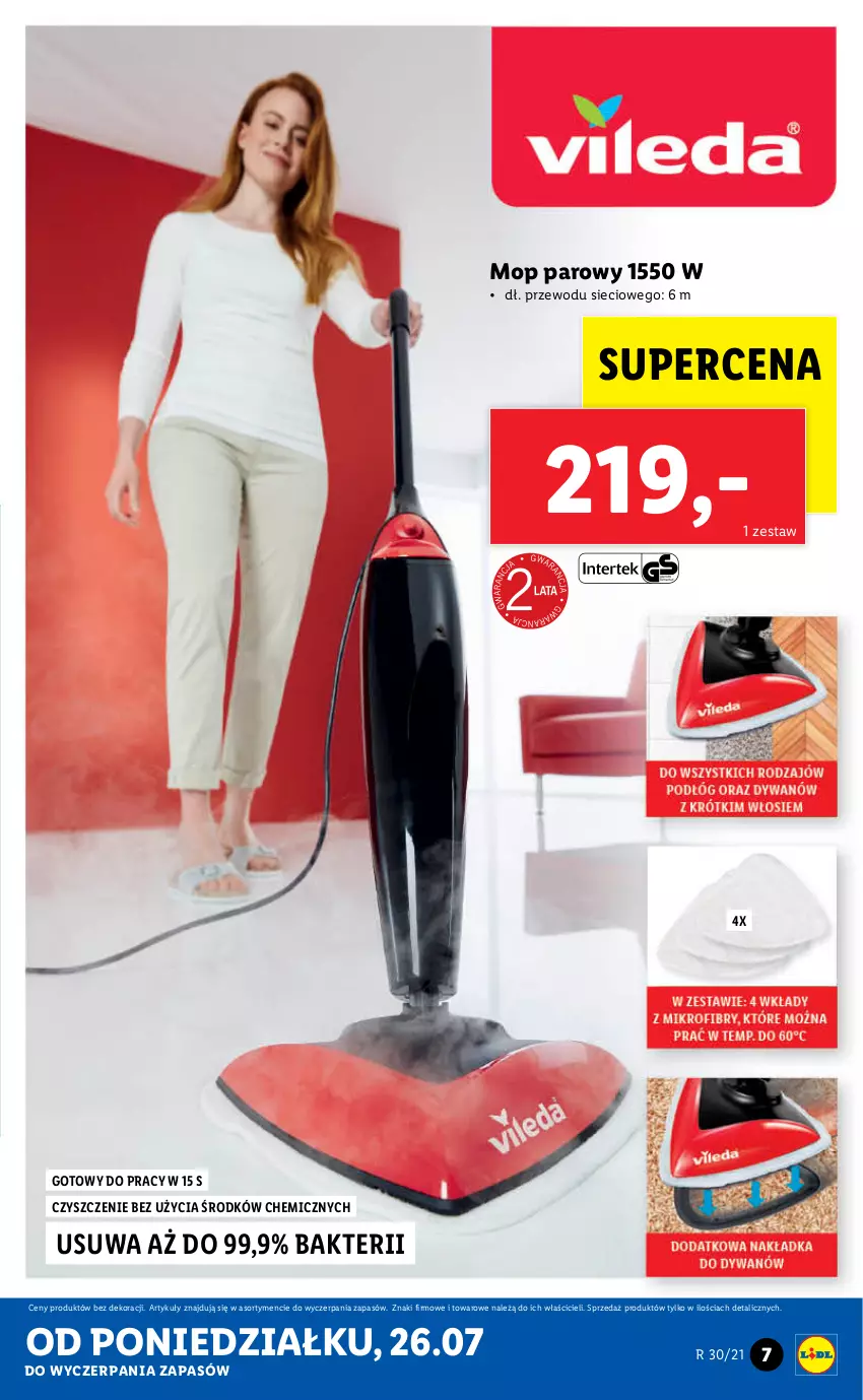 Gazetka promocyjna Lidl - GAZETKA - ważna 26.07 do 31.07.2021 - strona 7 - produkty: Mop, Mop parowy