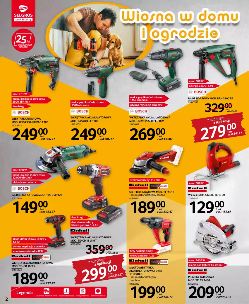 Gazetka promocyjna Selgros - Katalog Ogród - ważna 17.03 do 30.03.2022 - strona 2 - produkty: Akumulator, Gra, Latarka, Latarka LED, Młot, Młot udarowy, Młotowiertarka, Pilarka tarczowa, Por, Szlifierka, Szlifierka kątowa, Tarka, Top, Wiertarka, Wiertarka udarowa, Wkręt, Wkrętarka, Wyrzynarka