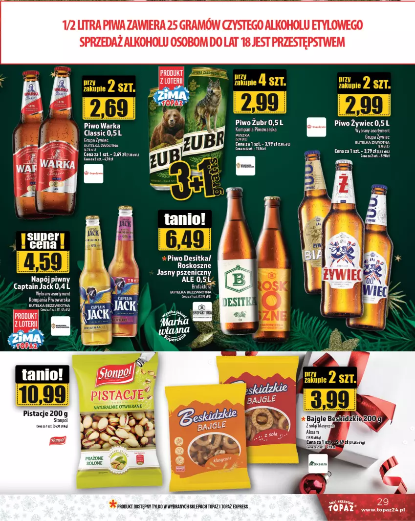 Gazetka promocyjna Topaz - Gazetka - ważna 12.12 do 18.12.2024 - strona 29 - produkty: Captain Jack, Gra, Pistacje, Piwa, Piwo, Słonpol, Top, Warka