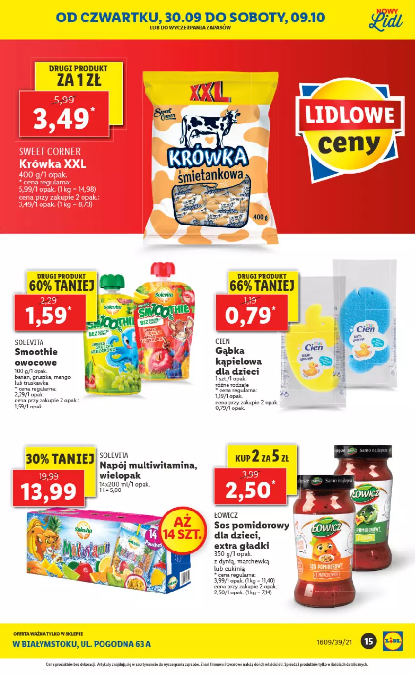 Gazetka promocyjna Lidl - Ponowne otwarcie Lidla - ważna 04.10 do 09.10.2021 - strona 15 - produkty: Dynią, Dzieci, Mango, Napój, Sos, Sos pomidorowy