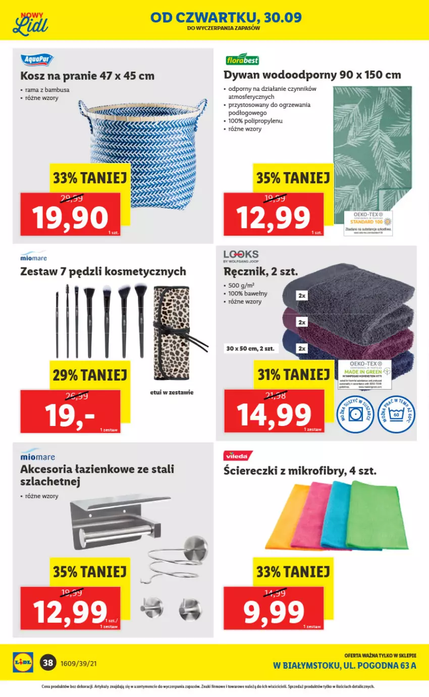 Gazetka promocyjna Lidl - Ponowne otwarcie Lidla - ważna 04.10 do 09.10.2021 - strona 38 - produkty: Dywan, Kosz, LG, Panda, Por, Rama, Ręcznik, Tera