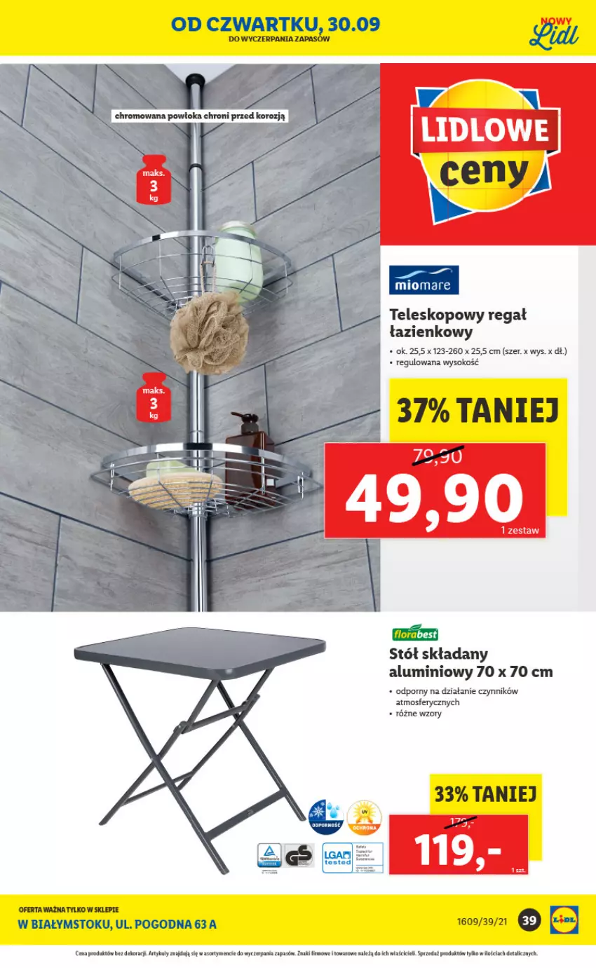 Gazetka promocyjna Lidl - Ponowne otwarcie Lidla - ważna 04.10 do 09.10.2021 - strona 39 - produkty: Por, Regał, Sok, Stół, Teleskop