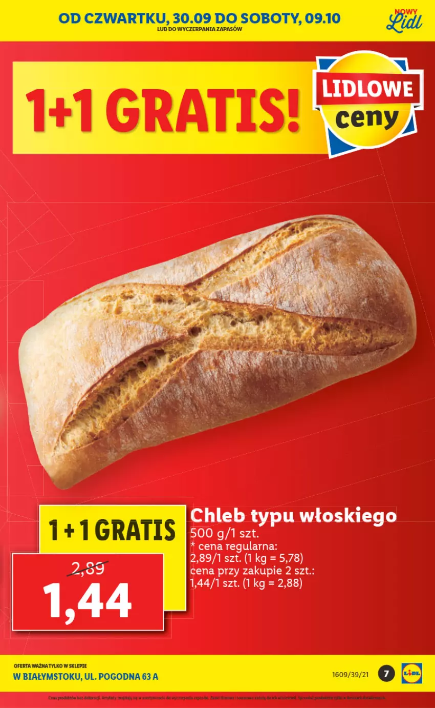 Gazetka promocyjna Lidl - Ponowne otwarcie Lidla - ważna 04.10 do 09.10.2021 - strona 7 - produkty: Chleb, Chleb typu włoskiego