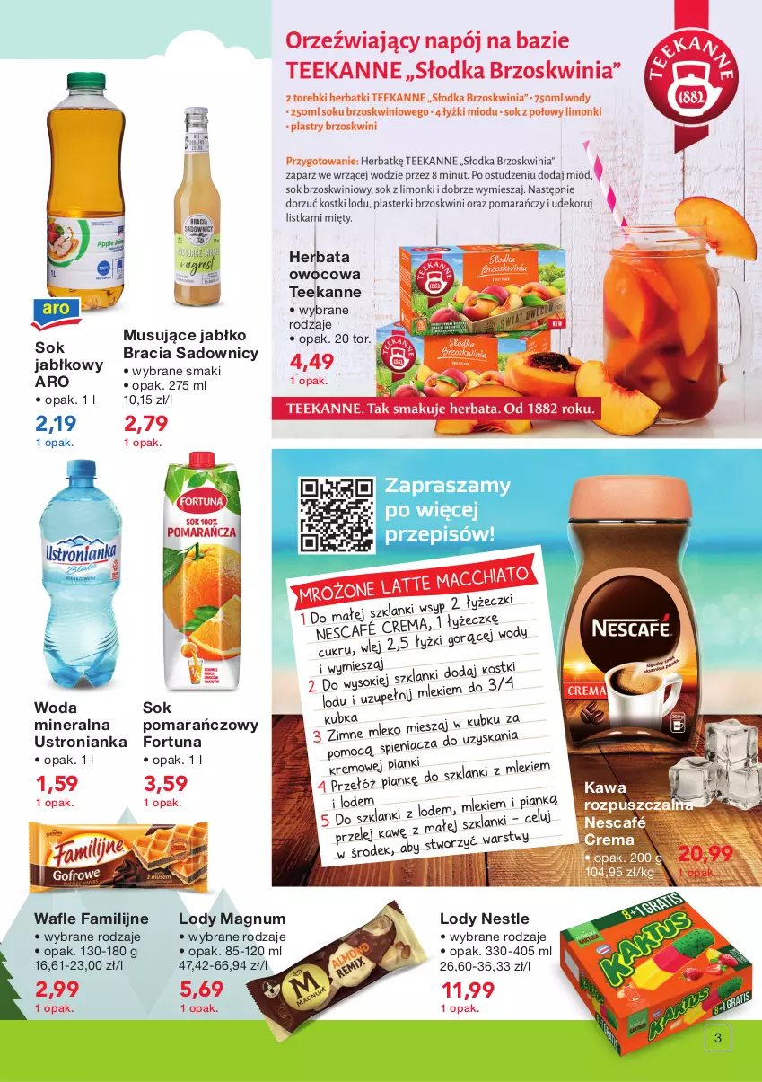 Gazetka promocyjna Odido - SUPER OFERTY! - ważna 17.06 do 30.06.2022 - strona 3 - produkty: Fa, Fortuna, Herbata, Herbata owocowa, Kawa, Kawa rozpuszczalna, Lody, Mus, Nescafé, Sok, Sok jabłkowy, Teekanne, Wafle, Woda