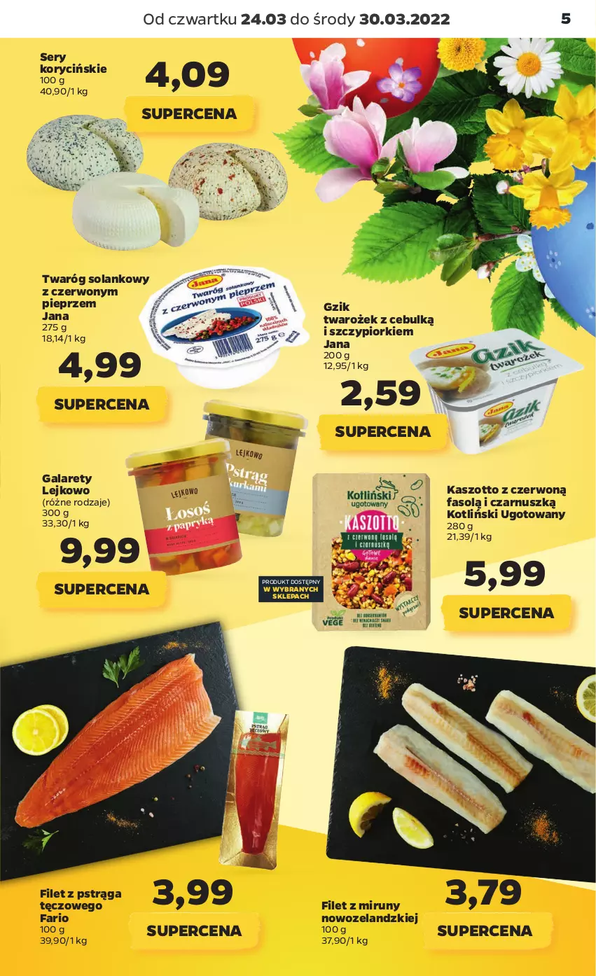 Gazetka promocyjna Netto - Gazetka spożywcza 24.03-30.03 - ważna 24.03 do 30.03.2022 - strona 5 - produkty: Fa, Filet z pstrąga, Gala, Pieprz, Pstrąg, Ser, Solan, Twaróg, Zott