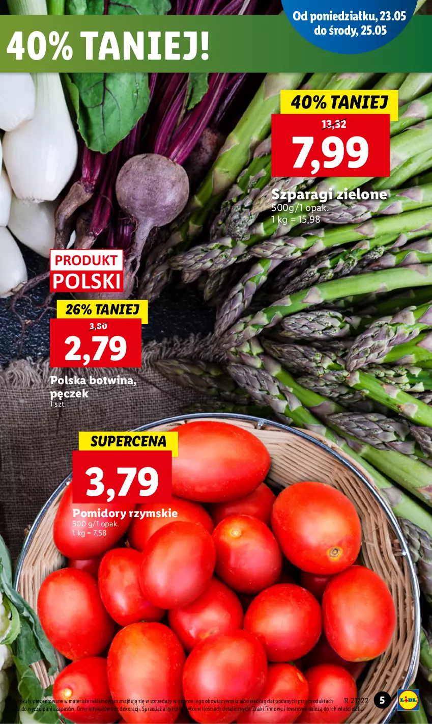 Gazetka promocyjna Lidl - GAZETKA - ważna 23.05 do 25.05.2022 - strona 5 - produkty: Pomidory