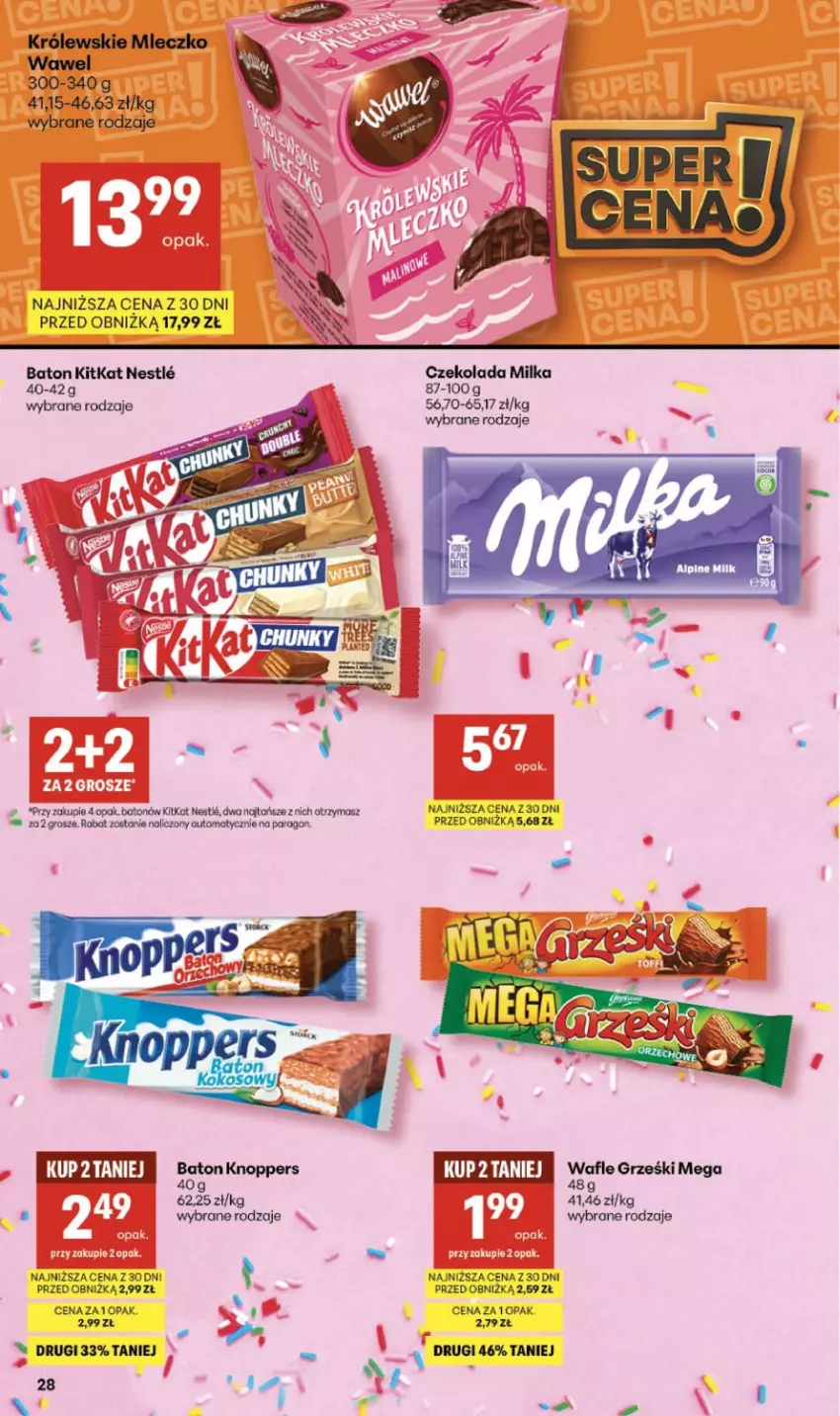 Gazetka promocyjna Delikatesy Centrum - Franczyza DC07 Czwartek - ważna 12.02 do 18.02.2026 - strona 28 - produkty: Baton, Czekolada, Królewski, Królewskie Mleczko, Milka, Mleczko, Wawel