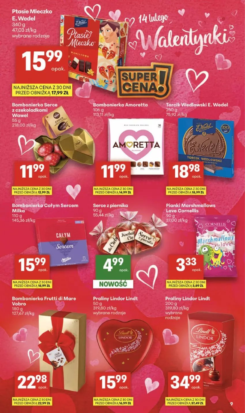 Gazetka promocyjna Delikatesy Centrum - Franczyza DC07 Czwartek - ważna 12.02 do 18.02.2026 - strona 9 - produkty: Lindor, Lindt, Mleczko, Praliny, Ptasie mleczko, Ser, Wawel