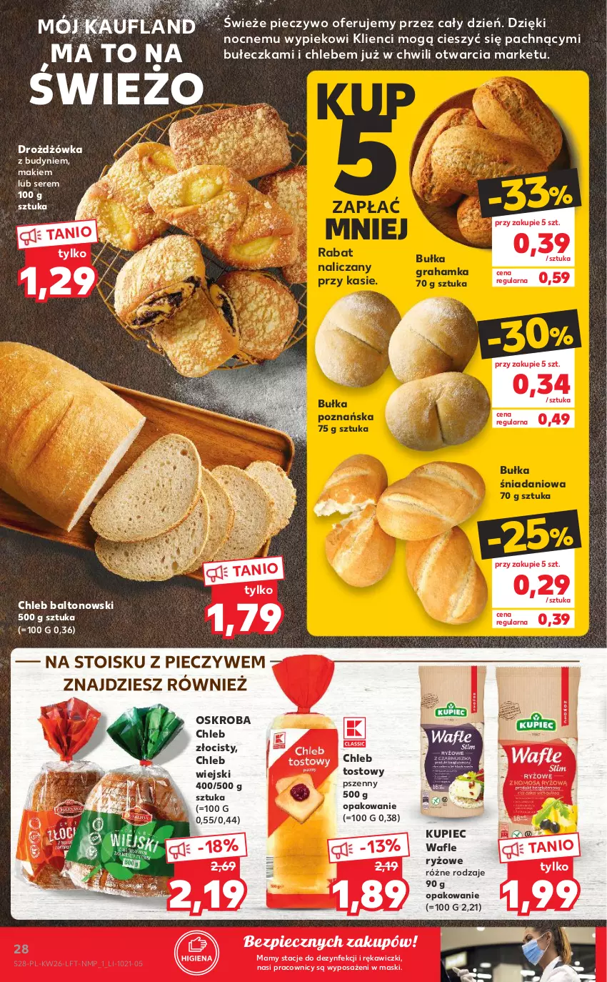 Gazetka promocyjna Kaufland - OFERTA TYGODNIA - ważna 01.07 do 07.07.2021 - strona 28 - produkty: Bułka, Bułka grahamka, Chleb, Chleb tostowy, Danio, Gra, Kupiec, Piec, Pieczywo, Ryż, Ser, Wafle