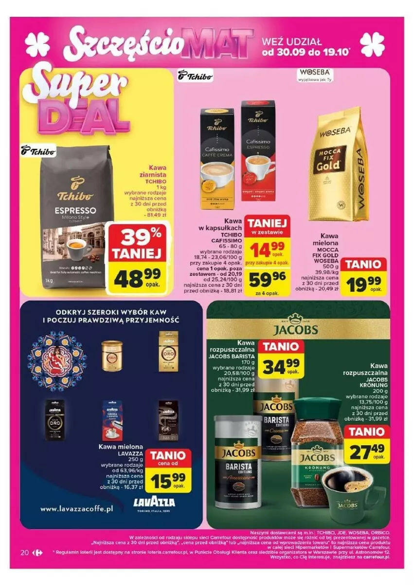 Gazetka promocyjna Carrefour - ważna 07.10 do 12.10.2024 - strona 13 - produkty: Cafissimo, Gin, Jacobs, Kawa, Kawa mielona, Kawa rozpuszczalna, Lavazza, Tchibo, Woseba