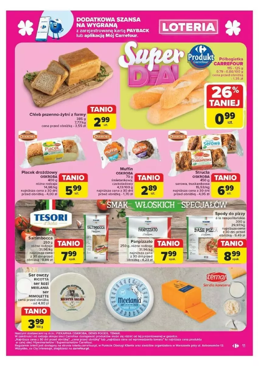 Gazetka promocyjna Carrefour - ważna 07.10 do 12.10.2024 - strona 3 - produkty: Bagietka, Chleb, Gra, Mimolette, Pizza, Półbagietka, Ricotta, Ser, Ser kozi