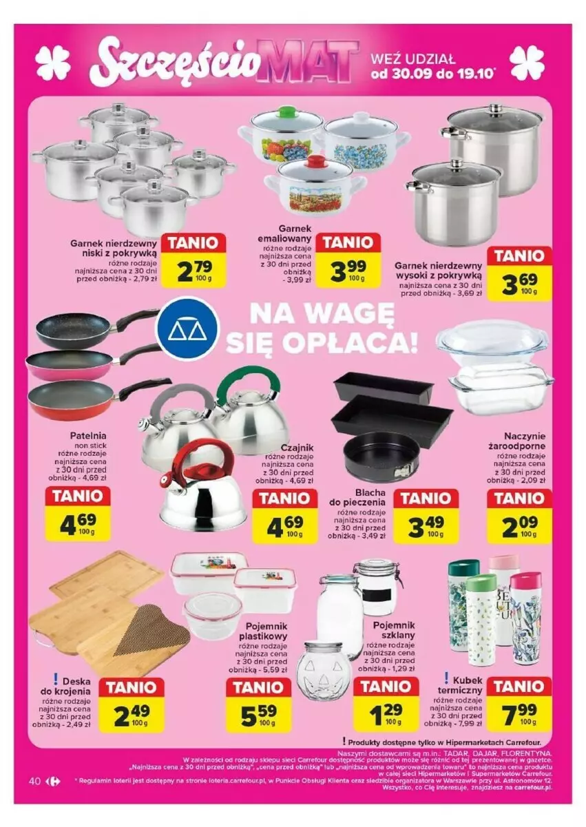 Gazetka promocyjna Carrefour - ważna 07.10 do 12.10.2024 - strona 35 - produkty: Blacha do pieczenia, Czajnik, Garnek, Kubek, Patelnia, Piec, Pojemnik, Pojemnik plastikowy, Por, Sok