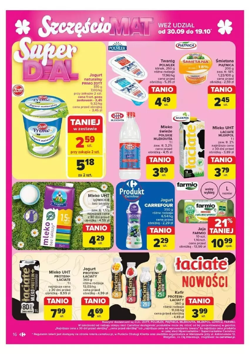 Gazetka promocyjna Carrefour - ważna 07.10 do 12.10.2024 - strona 8 - produkty: Fa, Jaja, Jogurt, Kefir, LG, Mleko, Mlekovita, Piątnica, POLMLEK, Por, Twaróg