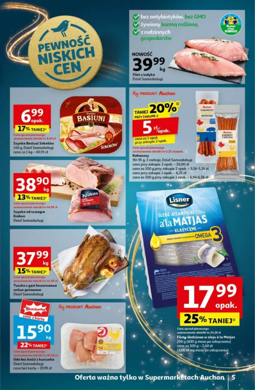 Gazetka promocyjna Auchan - ważna 12.12 do 18.12.2024 - strona 12 - produkty: Fa, Gra, Kabanos, Krakus, Kurczak, Matjas, Olej, Sok, Sokołów, Szynka, Tusz