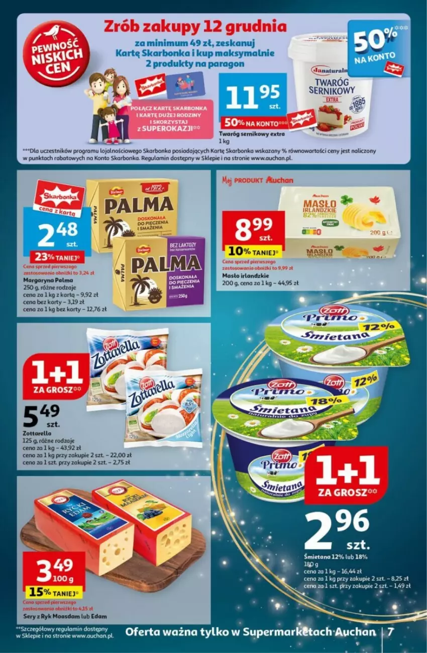 Gazetka promocyjna Auchan - ważna 12.12 do 18.12.2024 - strona 14 - produkty: Edam, Gra, Maasdam, Margaryna, Masło, Palma, Ser, Twaróg, Zott, Zottarella