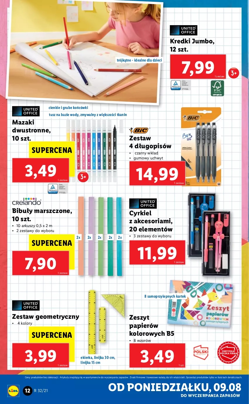 Gazetka promocyjna Lidl - GAZETKA - ważna 09.08 do 14.08.2021 - strona 12 - produkty: Długopis, Dzieci, Mars, Mop, Papier, Tusz