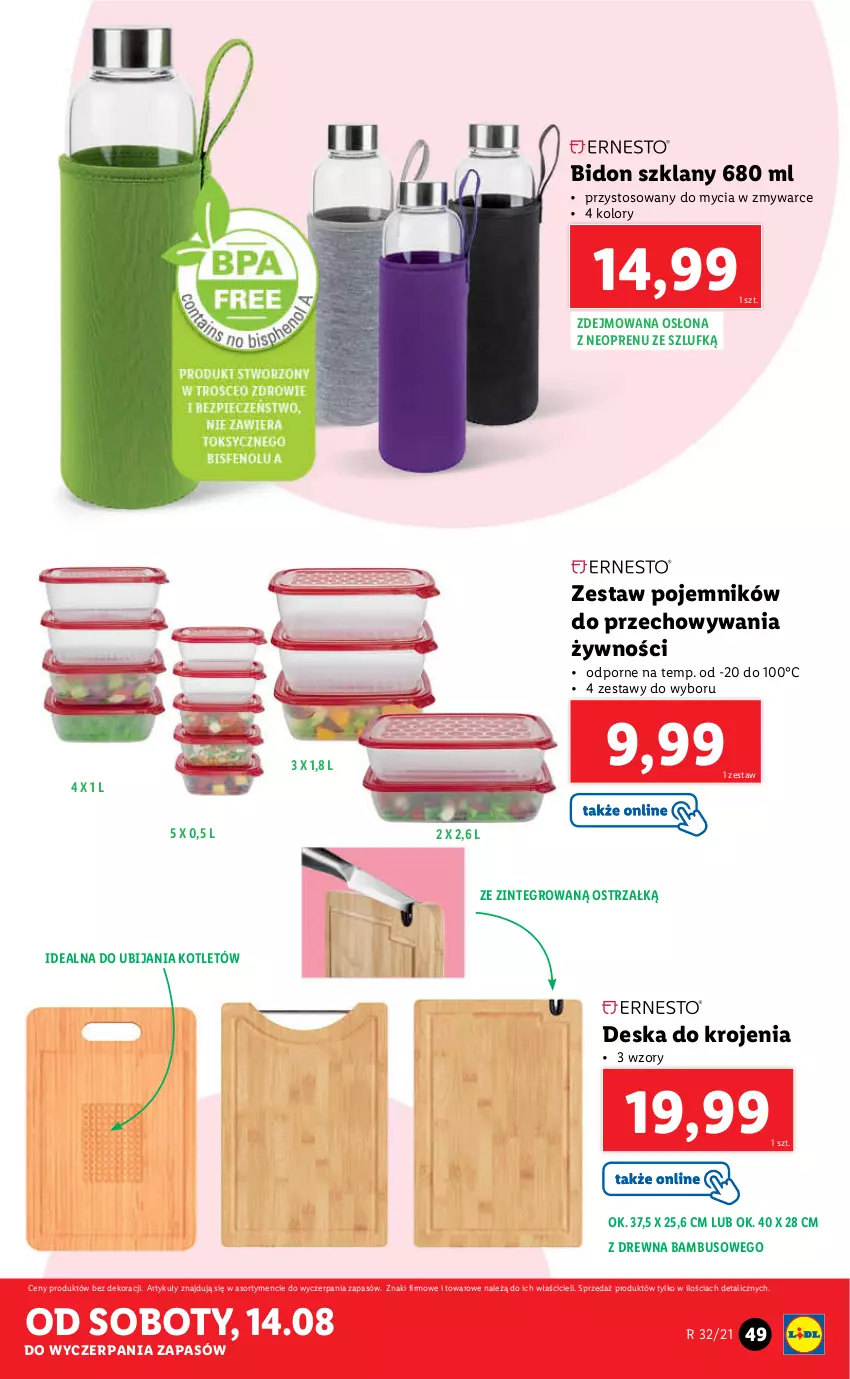 Gazetka promocyjna Lidl - GAZETKA - ważna 09.08 do 14.08.2021 - strona 49 - produkty: Deska do krojenia, Kotlet, Pojemnik, Por