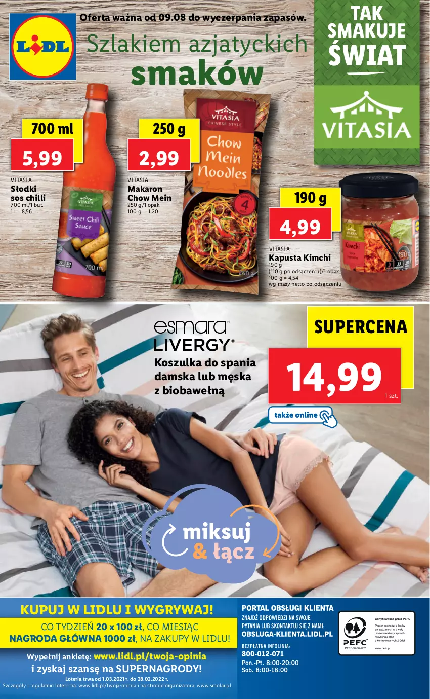 Gazetka promocyjna Lidl - GAZETKA - ważna 09.08 do 14.08.2021 - strona 50 - produkty: Gry, Kosz, Koszulka, Makaron, Mola, Sos, Sos chilli