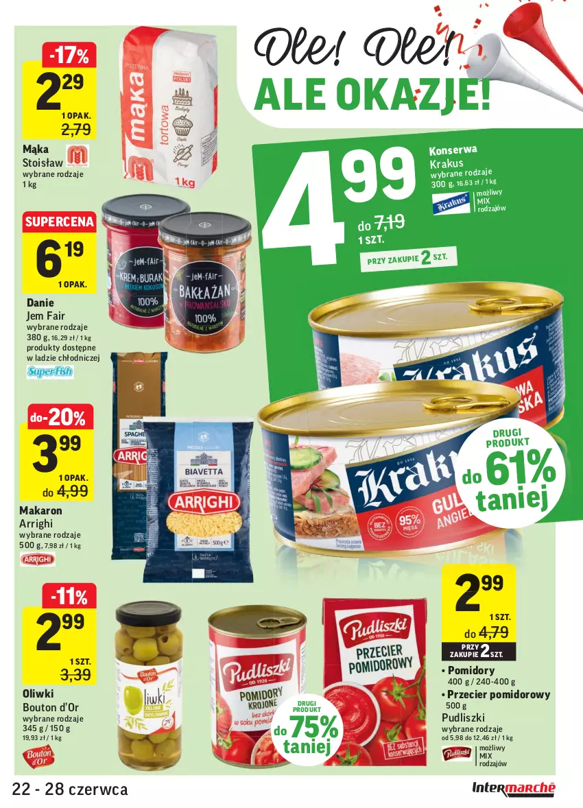 Gazetka promocyjna Intermarche - Zwyciężamy Okazjami - ważna 22.06 do 28.06.2021 - strona 27 - produkty: Fa, Mąka, Makaron, Oliwki, Pomidory, Pudliszki, Ser