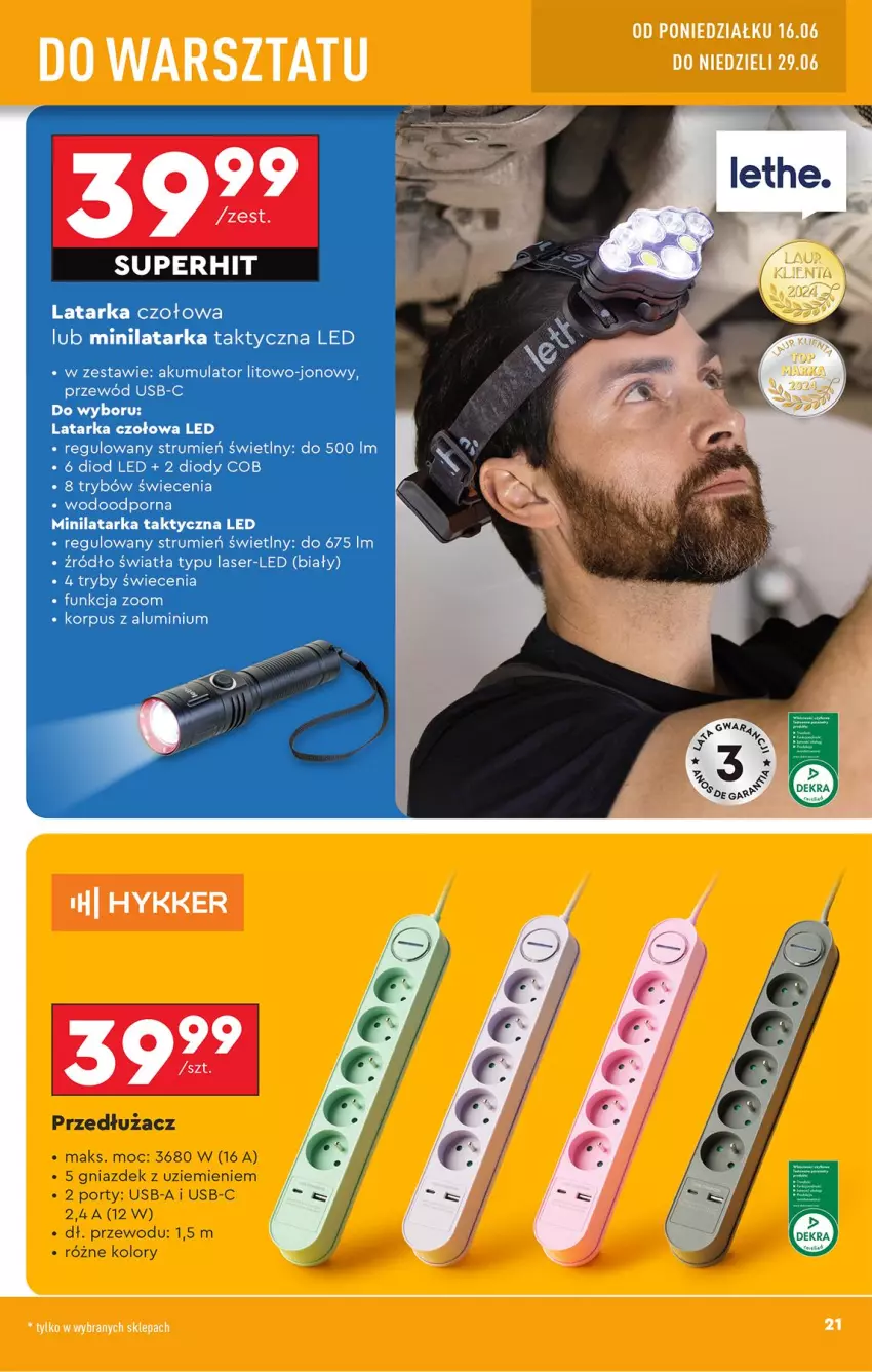 Gazetka promocyjna Biedronka - Okazje Tygodnia - ważna 14.06 do 28.06.2025 - strona 23 - produkty: Akumulator, Latarka, Latarka czołowa, Por, Przewód, Rum, Ser, Tarka