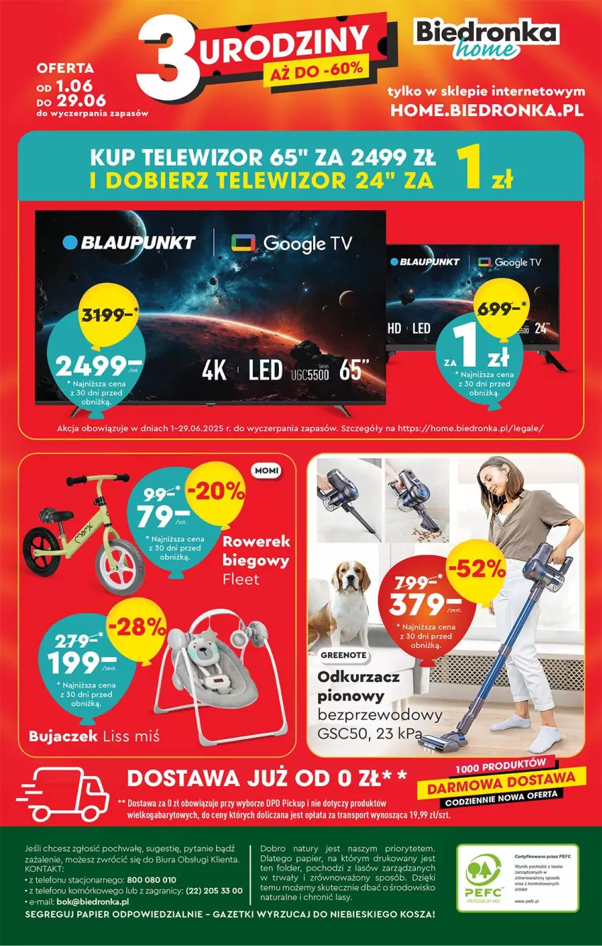 Gazetka promocyjna Biedronka - Okazje Tygodnia - ważna 14.06 do 28.06.2025 - strona 50 - produkty: Bujaczek, Fa, Gra, Kosz, Odkurzacz, Papier, Por, Rower, Rowerek, Sport, Telefon, Tran