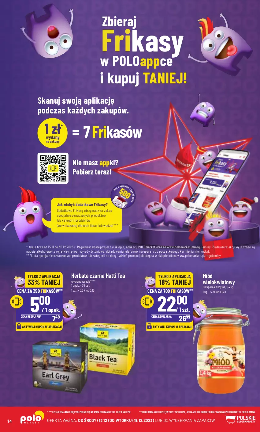 Gazetka promocyjna PoloMarket - Gazetka pomocyjna - ważna 13.12 do 19.12.2023 - strona 14 - produkty: Herbata, Herbata czarna, Karmi, Miód, Napoje, Piwa, Półka, Telefon, Tera