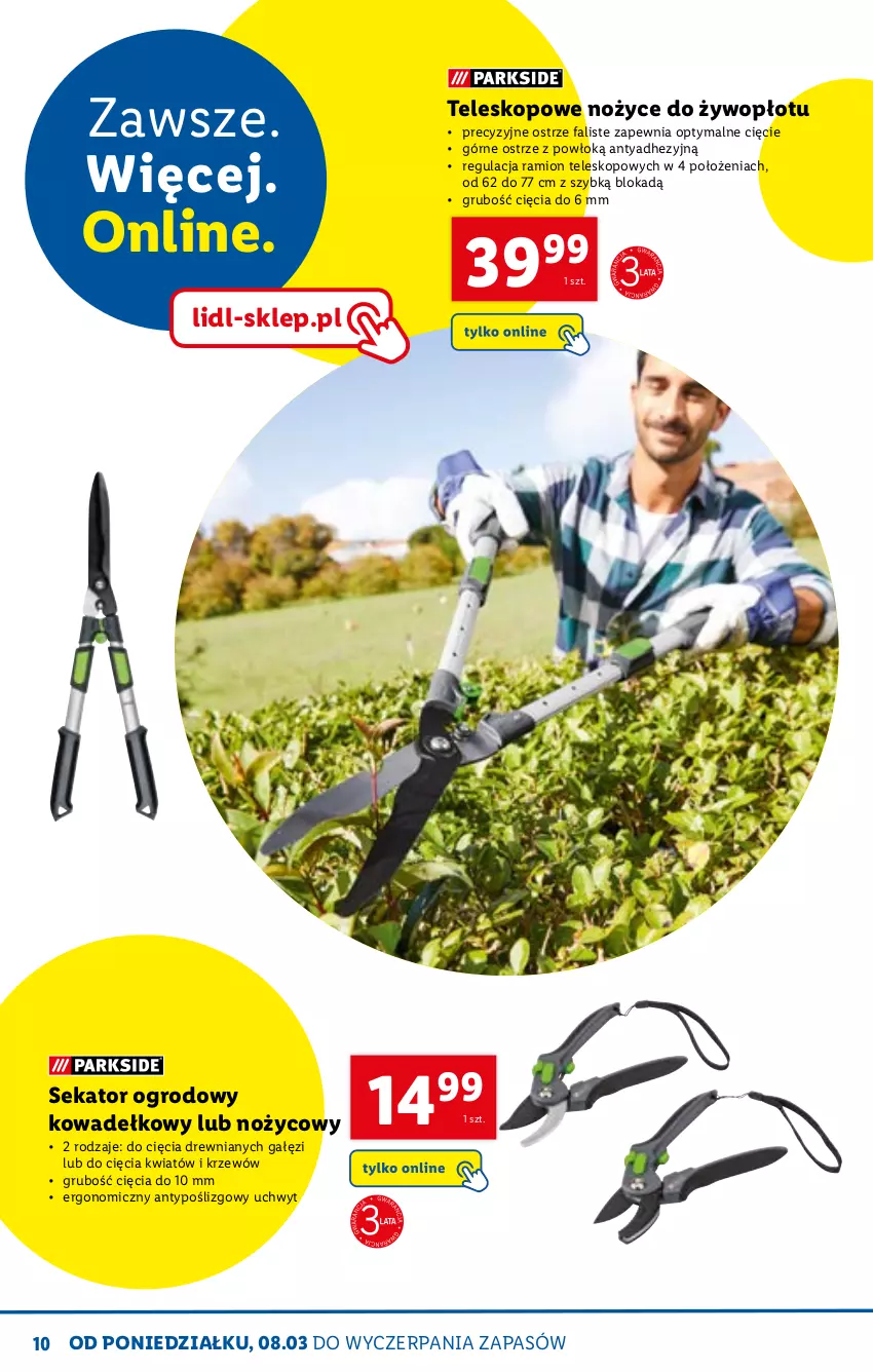 Gazetka promocyjna Lidl - KATALOG SKLEPU ONLINE - ważna 01.03 do 31.03.2021 - strona 10 - produkty: Fa, Noż, Nożyce, Sekator, Teleskop