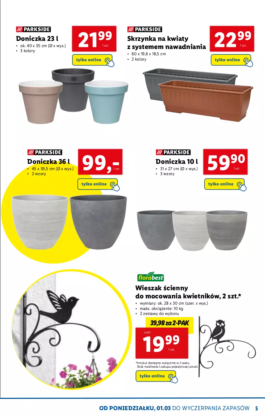 Gazetka promocyjna Lidl - KATALOG SKLEPU ONLINE - ważna 01.03 do 31.03.2021 - strona 5 - produkty: Kwietnik, Wieszak