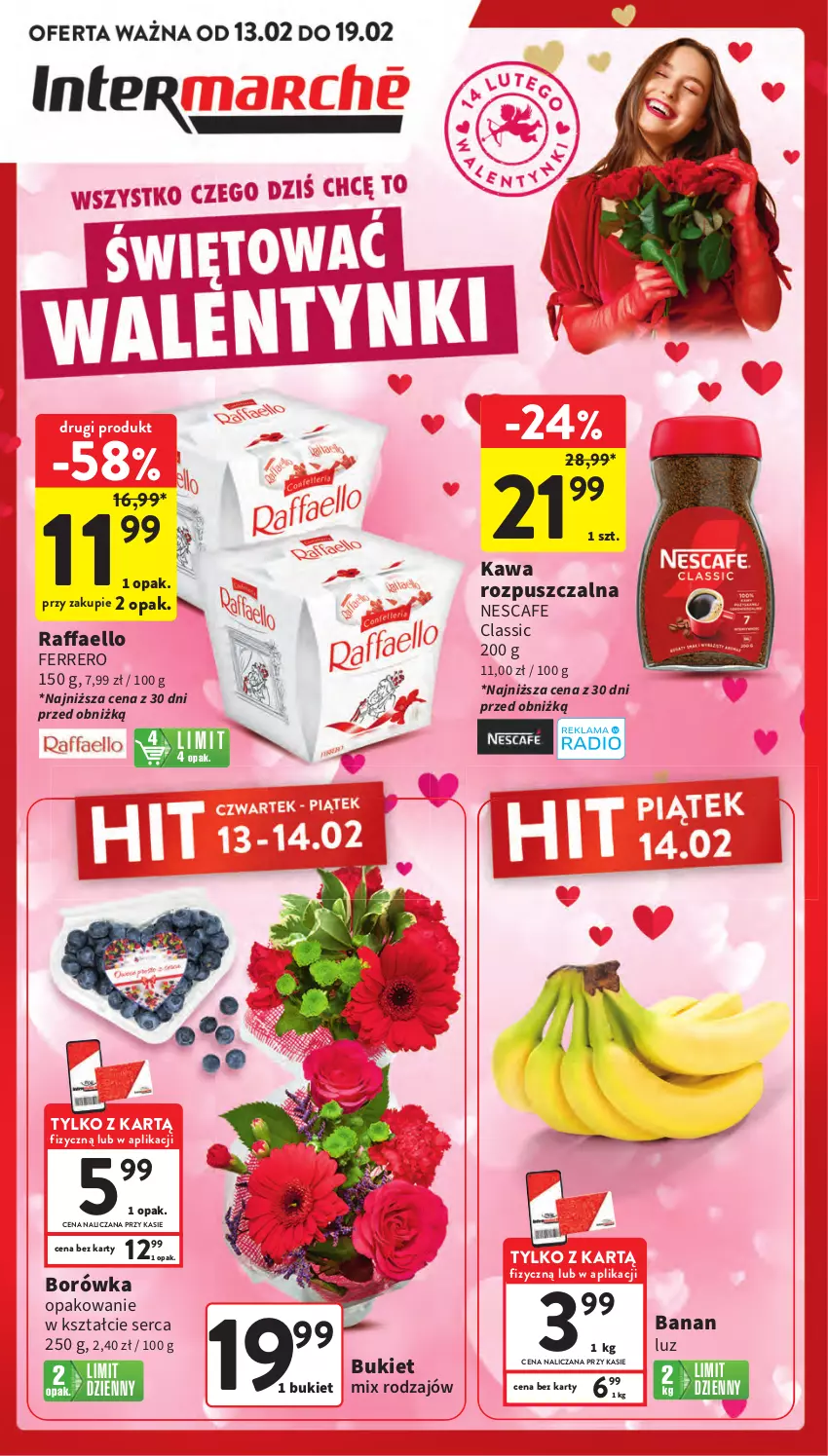 Gazetka promocyjna Intermarche - Gazetka promocyjna - ważna 13.02 do 19.02.2025 - strona 1 - produkty: Borówka, Bukiet, Fa, Ferrero, Kawa, Kawa rozpuszczalna, Raffaello, Ser