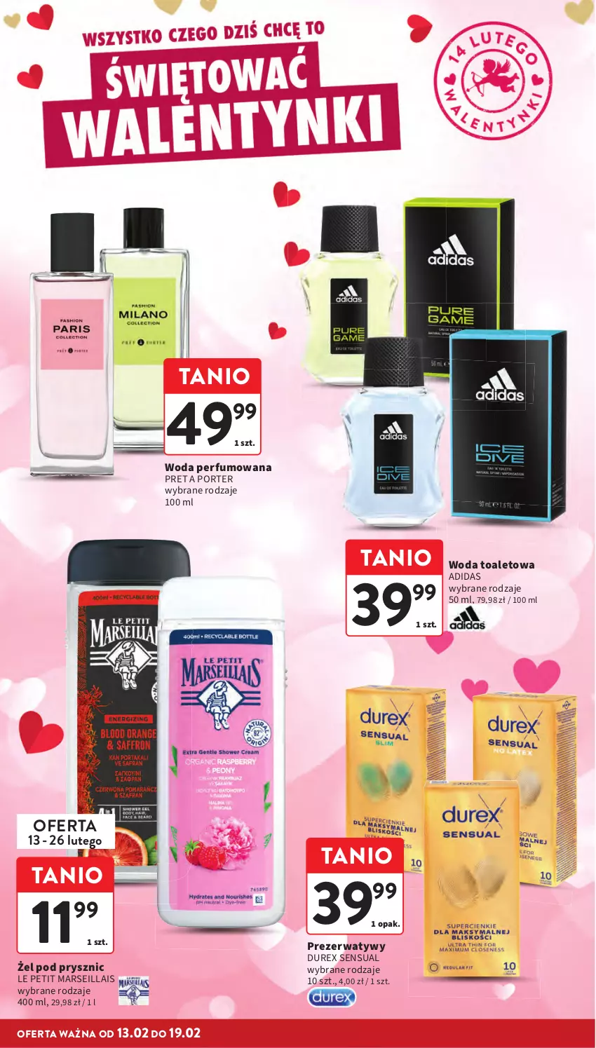 Gazetka promocyjna Intermarche - Gazetka promocyjna - ważna 13.02 do 19.02.2025 - strona 12 - produkty: Adidas, Durex, Mars, Perfum, Por, Prezerwatyw, Sensual, Woda, Woda perfumowana, Woda toaletowa