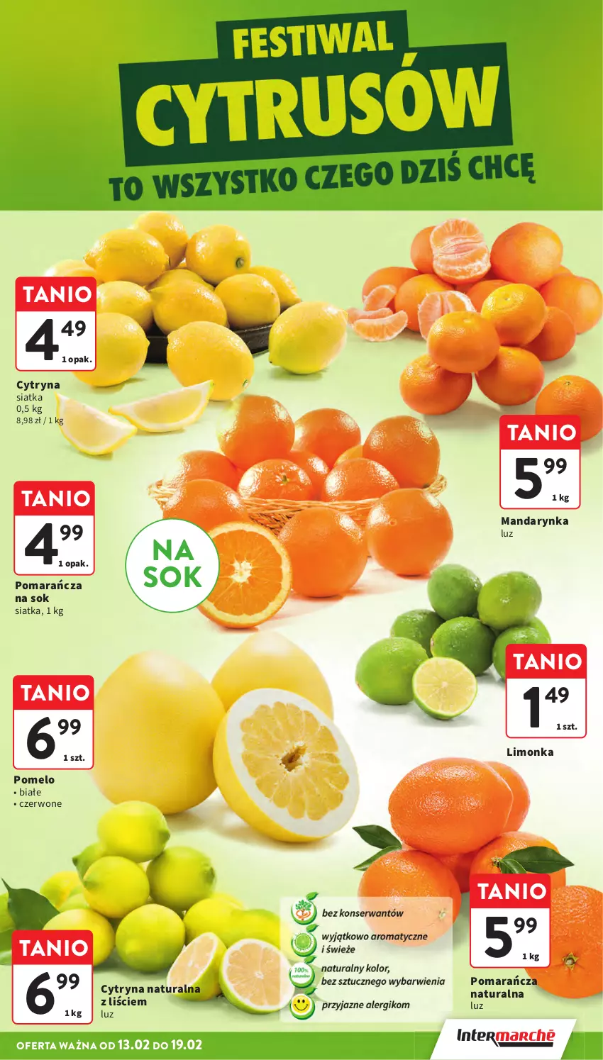 Gazetka promocyjna Intermarche - Gazetka promocyjna - ważna 13.02 do 19.02.2025 - strona 13 - produkty: Limonka, Pomelo, Siatka, Sok