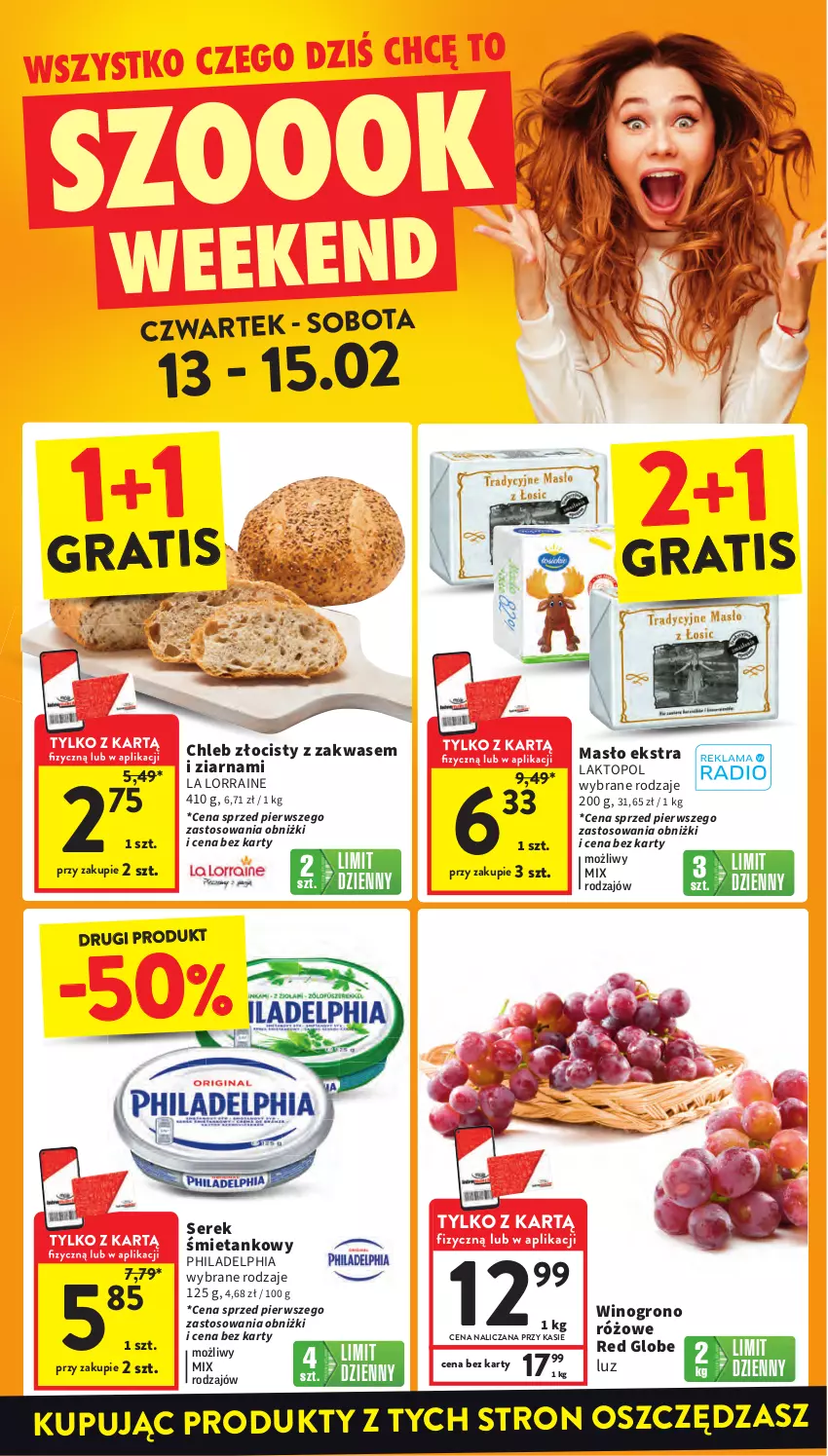 Gazetka promocyjna Intermarche - Gazetka promocyjna - ważna 13.02 do 19.02.2025 - strona 2 - produkty: Chleb, Gra, Masło, Philadelphia, Ser, Serek, Top, Wino