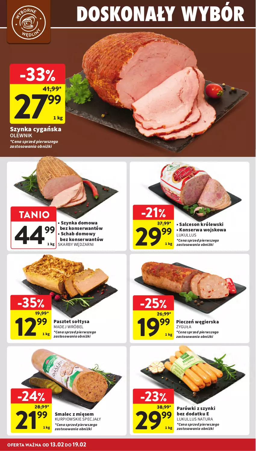 Gazetka promocyjna Intermarche - Gazetka promocyjna - ważna 13.02 do 19.02.2025 - strona 20 - produkty: Królewski, Madej Wróbel, Olewnik, Parówki, Parówki z szynki, Pasztet, Piec, Salceson, Ser, Smalec, Szynka, Szynka cygańska