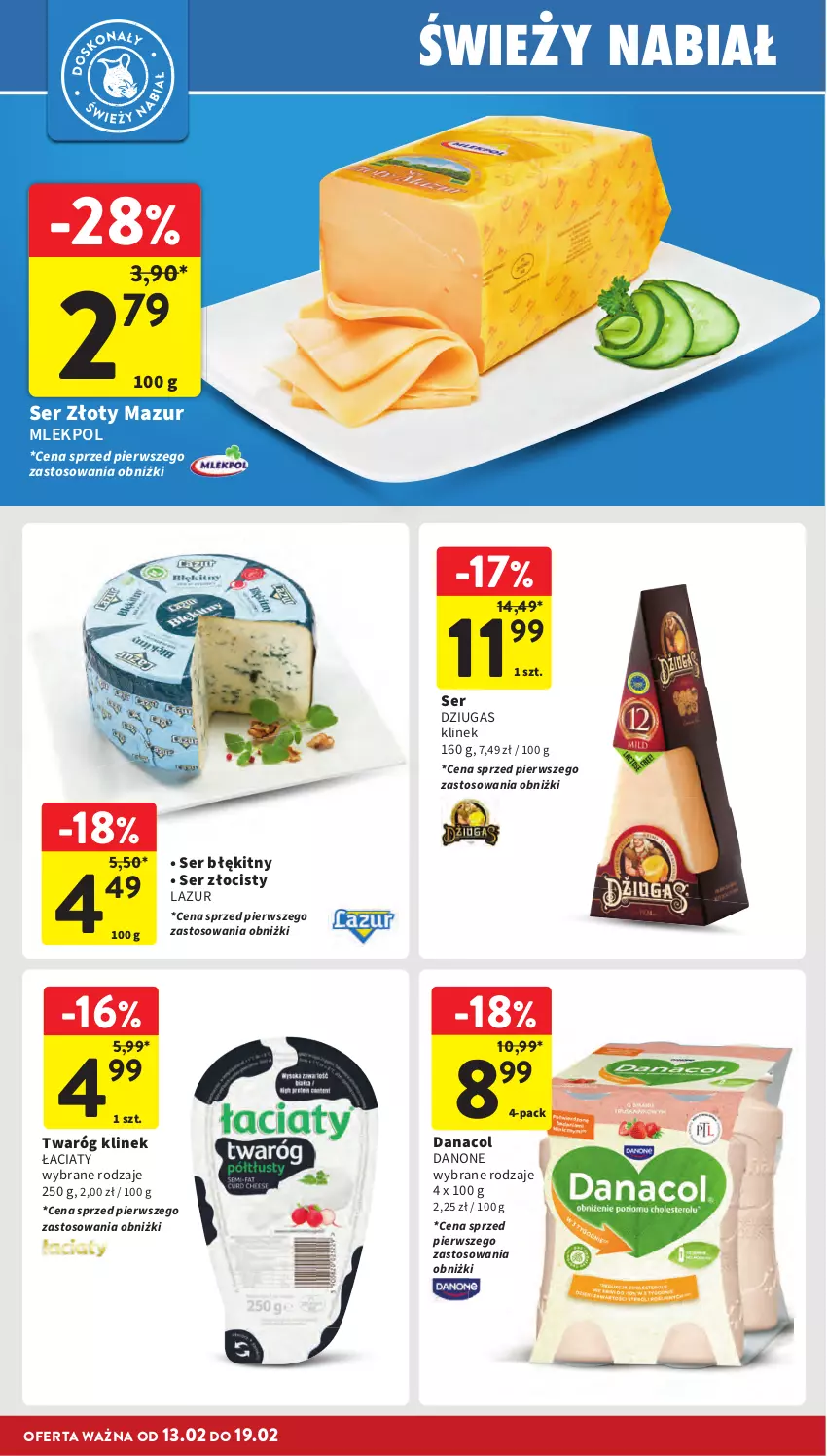 Gazetka promocyjna Intermarche - Gazetka promocyjna - ważna 13.02 do 19.02.2025 - strona 24 - produkty: Danone, Lazur, Ser, Twaróg, Złoty Mazur