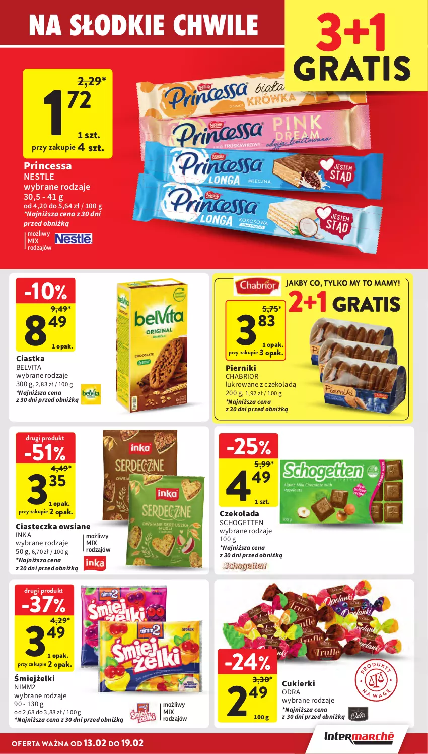 Gazetka promocyjna Intermarche - Gazetka promocyjna - ważna 13.02 do 19.02.2025 - strona 27 - produkty: BelVita, Chabrior, Ciastka, Cukier, Cukierki, Czekolada, Gra, Inka, Nimm2, Piernik, Princessa, Schogetten