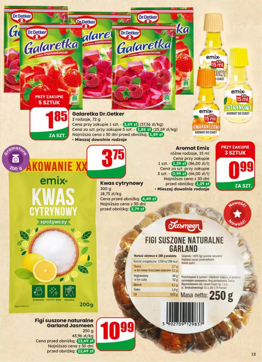 Gazetka promocyjna Dino - Gazetka 11 / 2026 - ważna 11.03 do 17.03.2026 - strona 15 - produkty: Figi, Gala, Galaretka, Kwas cytrynowy, Woda