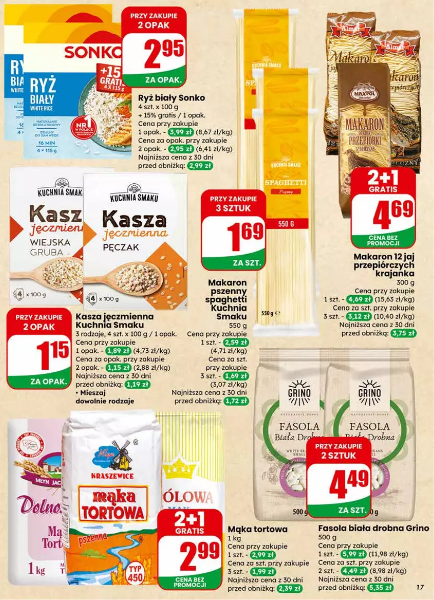 Gazetka promocyjna Dino - Gazetka 11 / 2026 - ważna 11.03 do 17.03.2026 - strona 17 - produkty: Fa, Fasola, Gra, Kasza, Kasza jęczmienna, Kuchnia, Mąka, Mąka tortowa, Makaron, Ryż, Ryż biały, Sonko