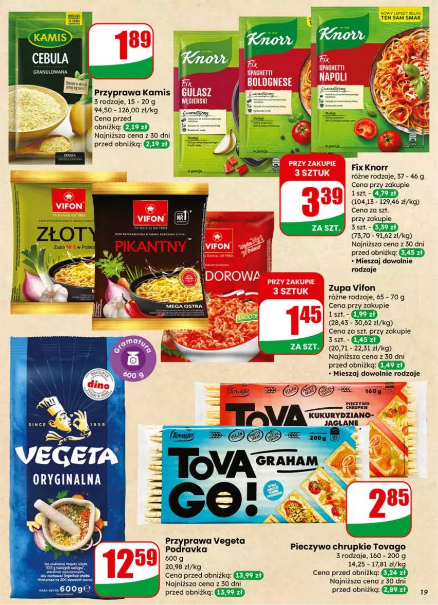 Gazetka promocyjna Dino - Gazetka 11 / 2026 - ważna 11.03 do 17.03.2026 - strona 19 - produkty: Chrupki, Kamis, Knorr, Piec, Pieczywo, Pieczywo chrupkie, Podravka, Vegeta, Zupa