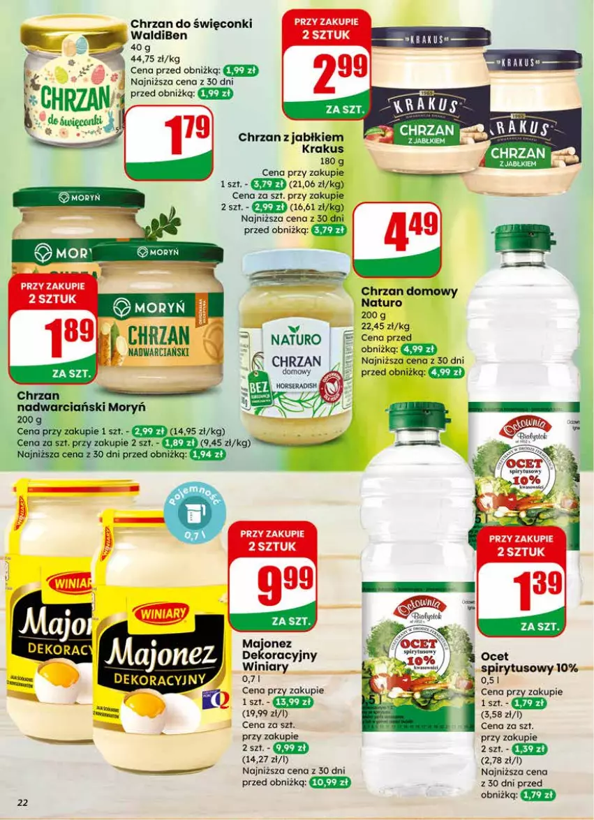 Gazetka promocyjna Dino - Gazetka 11 / 2026 - ważna 11.03 do 17.03.2026 - strona 22 - produkty: Chrzan, Krakus, Majonez, Ocet, Winiary