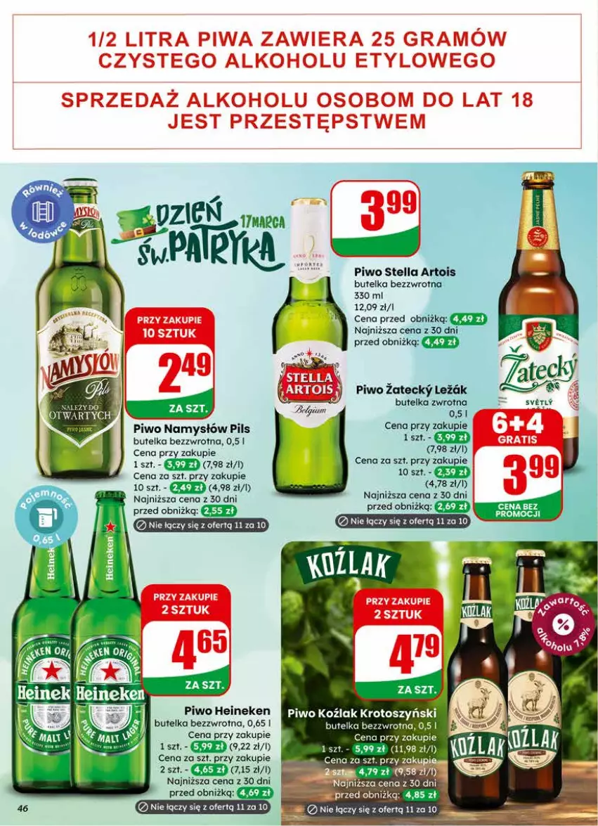 Gazetka promocyjna Dino - Gazetka 11 / 2026 - ważna 11.03 do 17.03.2026 - strona 46 - produkty: Heineken, LG, Namysłów, Piwo