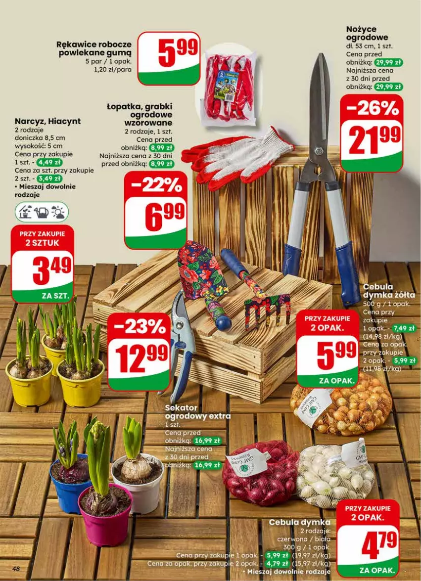 Gazetka promocyjna Dino - Gazetka 11 / 2026 - ważna 11.03 do 17.03.2026 - strona 48 - produkty: Gra, Hiacynt, Narcyz, Noż, Nożyce, Rękawice, Rękawice robocze, Sok