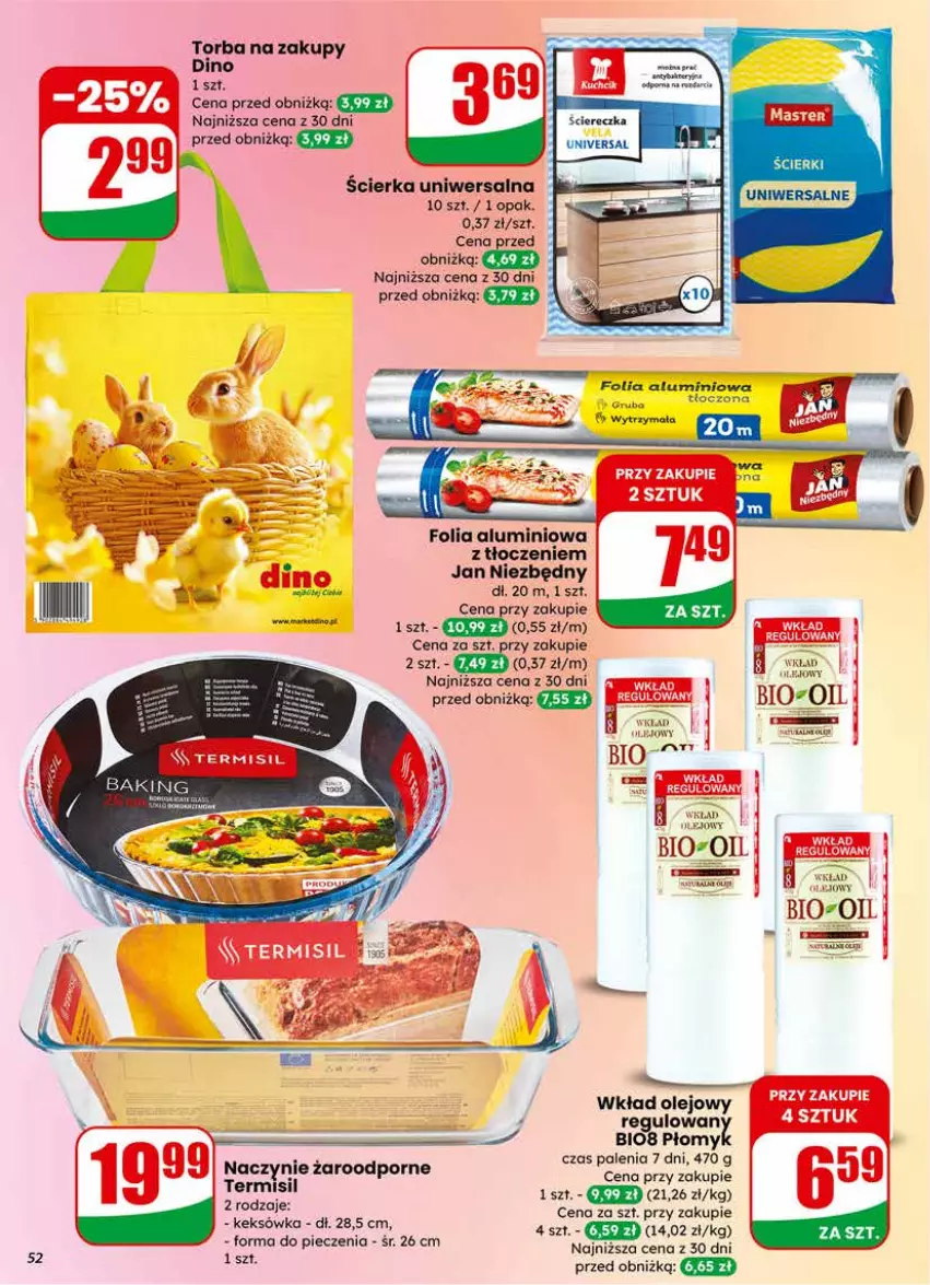 Gazetka promocyjna Dino - Gazetka 11 / 2026 - ważna 11.03 do 17.03.2026 - strona 52 - produkty: Folia aluminiowa, Jan Niezbędny, Olej, Piec, Por, Torba, Torba na zakupy, Wkład olejowy