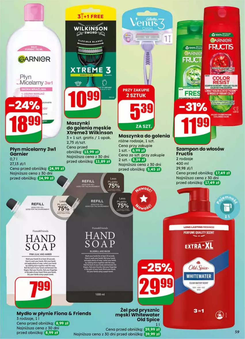 Gazetka promocyjna Dino - Gazetka 11 / 2026 - ważna 11.03 do 17.03.2026 - strona 59 - produkty: Fa, Fructis, Garnier, Gra, Maszynka, Maszynka do golenia, Mydło, Mydło w płynie, Old Spice, Perfum, Płyn micelarny, Ser, Szampon, Szynka