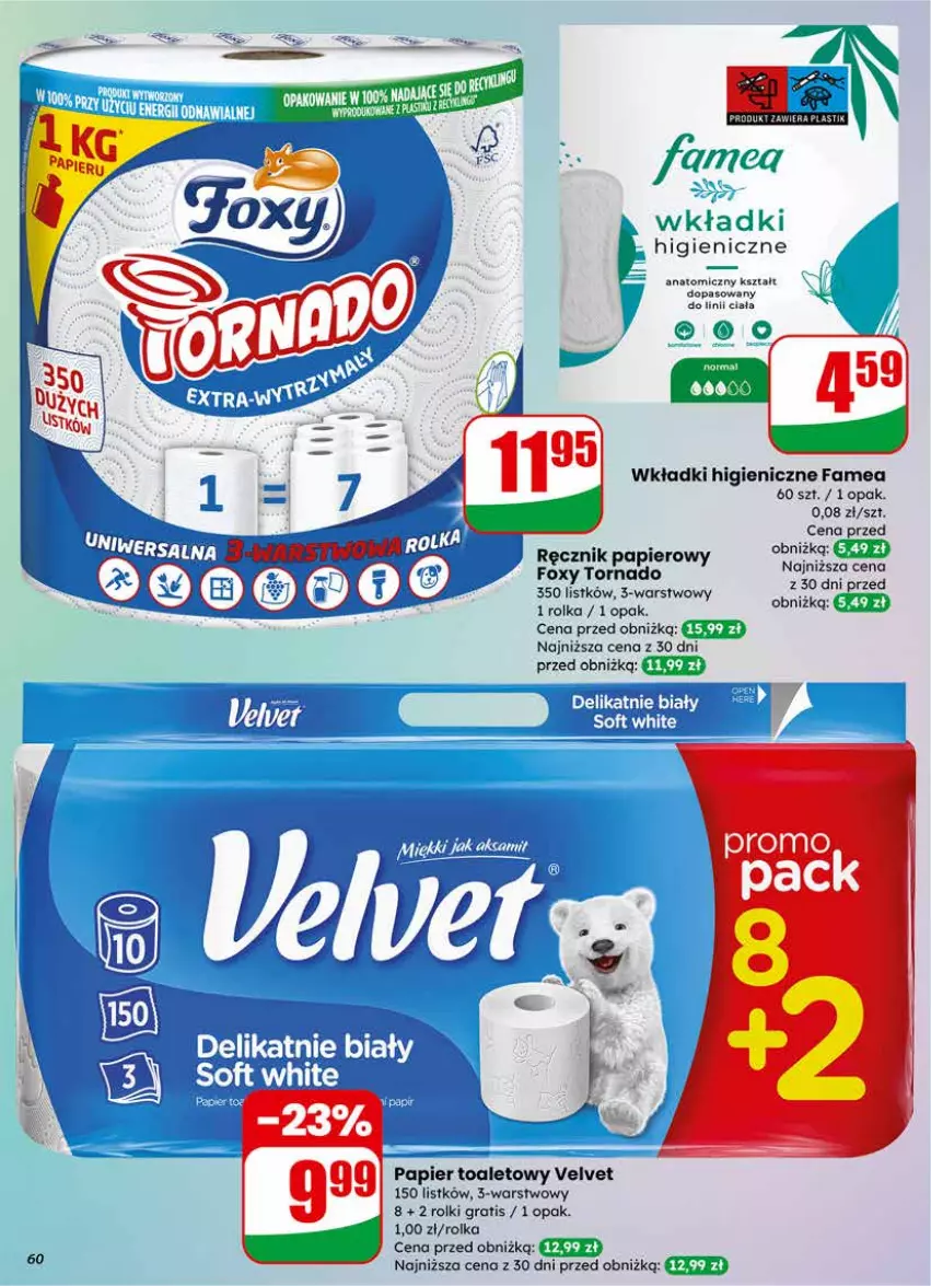 Gazetka promocyjna Dino - Gazetka 11 / 2026 - ważna 11.03 do 17.03.2026 - strona 60 - produkty: Atomic, Fa, Foxy, Gra, Papier, Papier toaletowy, Ręcznik, Rolki, Velvet, Wkładki