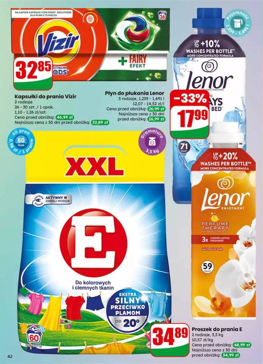 Gazetka promocyjna Dino - Gazetka 11 / 2026 - ważna 11.03 do 17.03.2026 - strona 62 - produkty: Kapsułki do prania, Lenor, Płyn do płukania, Proszek do prania, Vizir