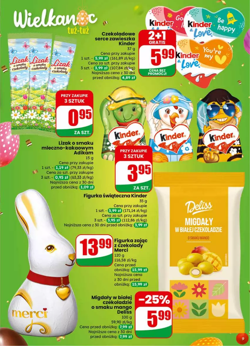 Gazetka promocyjna Dino - Gazetka 11 / 2026 - ważna 11.03 do 17.03.2026 - strona 9 - produkty: Deliss, Kinder, Mango, Merci, Migdały, Ser